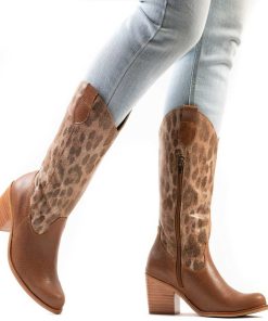 Botines Y Botas Con Taco Burano | Vittoria Camel Print