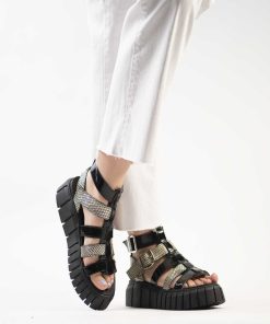 Sandalias Plataforma Burano | Pompeya Negro Oro